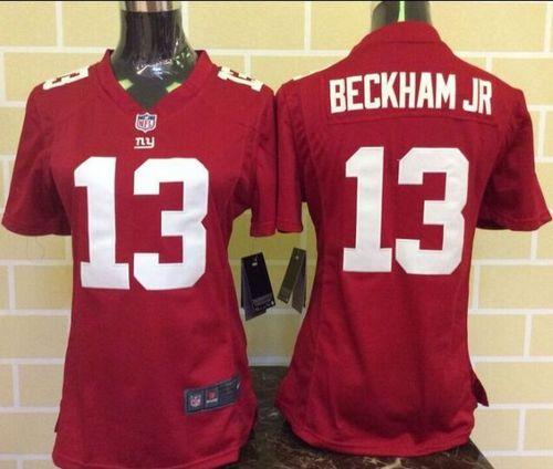 Nike Giants #13 Odell Beckham Jr Red Alternate Women's Stitched NFL Elite Jersey